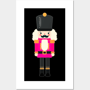 Christmas Nutcracker Toy Soldier Graphic Art - Black Background Posters and Art